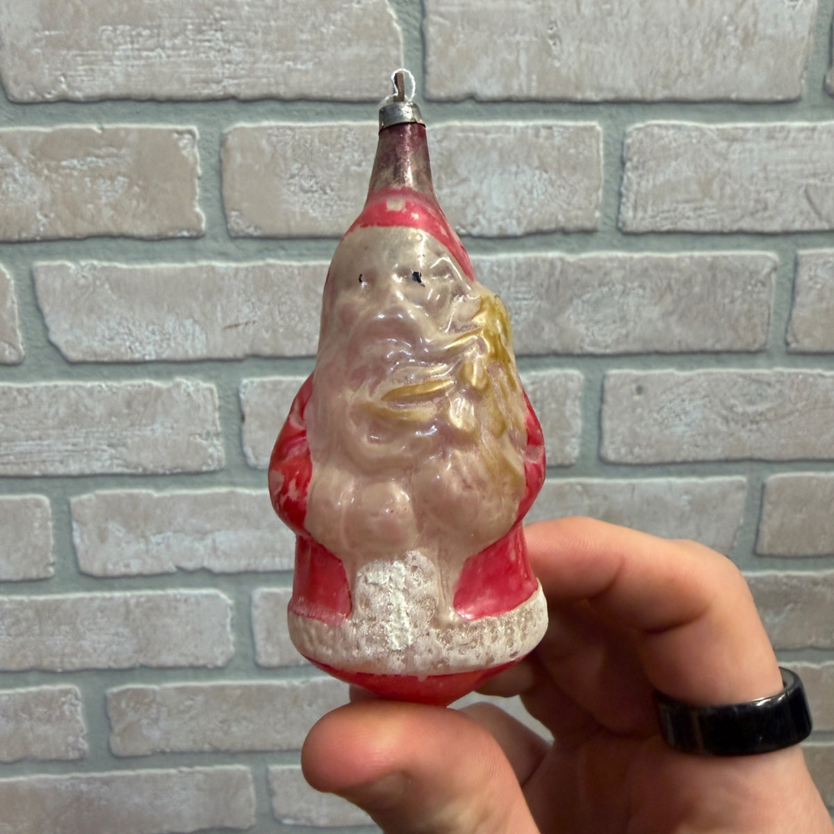 Antique 1920s Father Christmas Santa Claus Glass Ornament Early