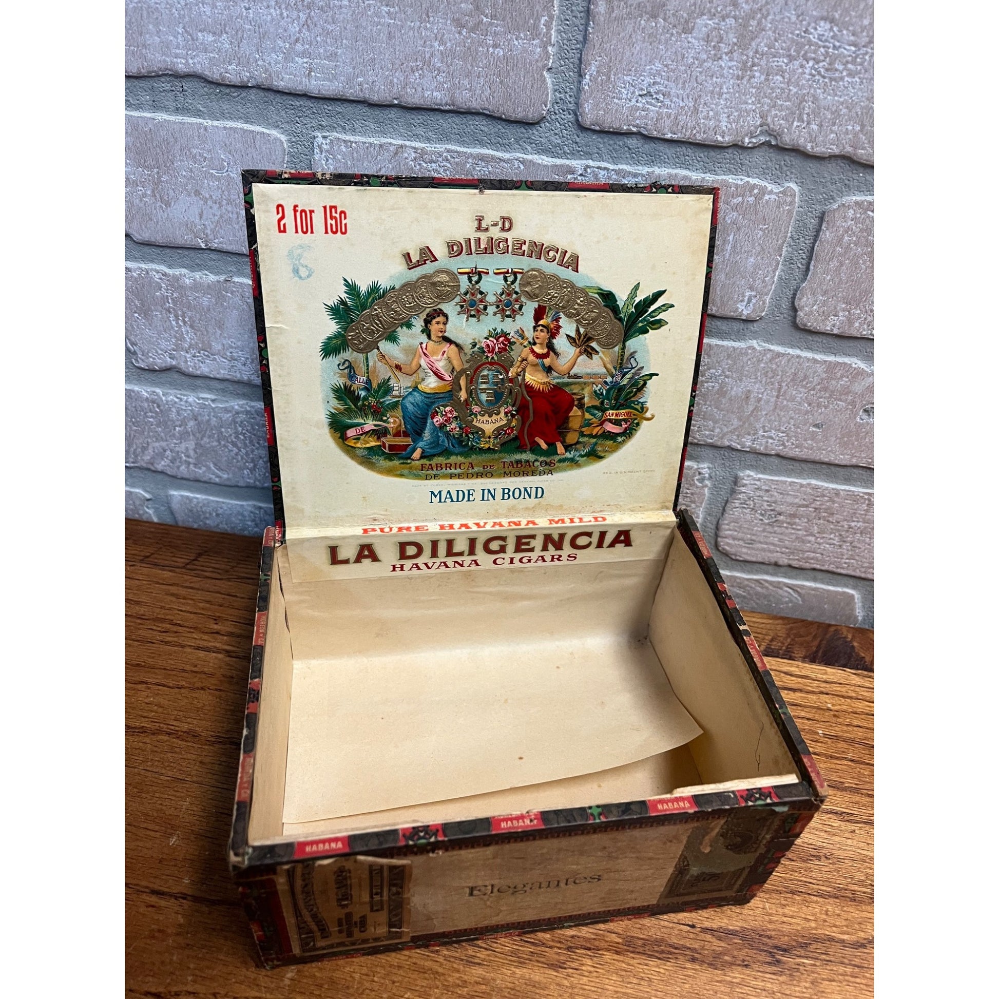 RARE Vintage La Diligencia Cigar Wooden Box Advertising Tampa Florida