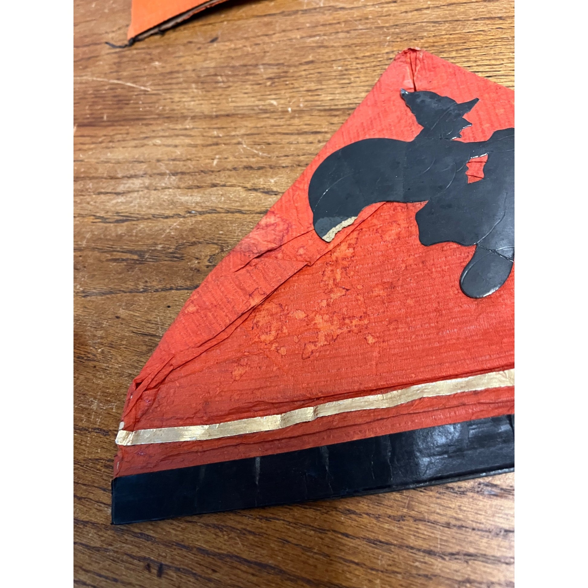 Vintage 1930s Halloween Party Crepe Tissue Paper Hats Flying Witch - German