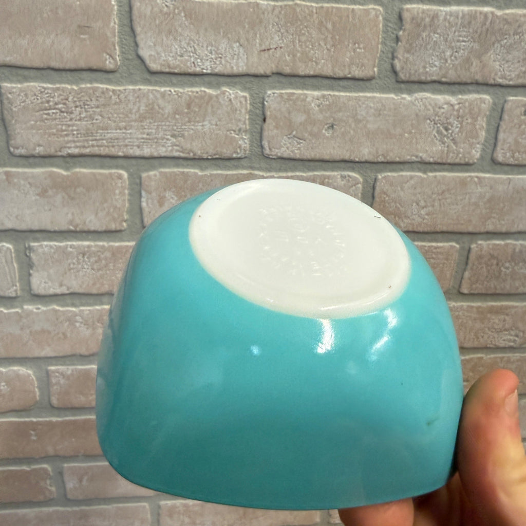 Vintage Pyrex 410 (12 Ounce) Turquoise Dip Bowl Mid-Century Ovenware