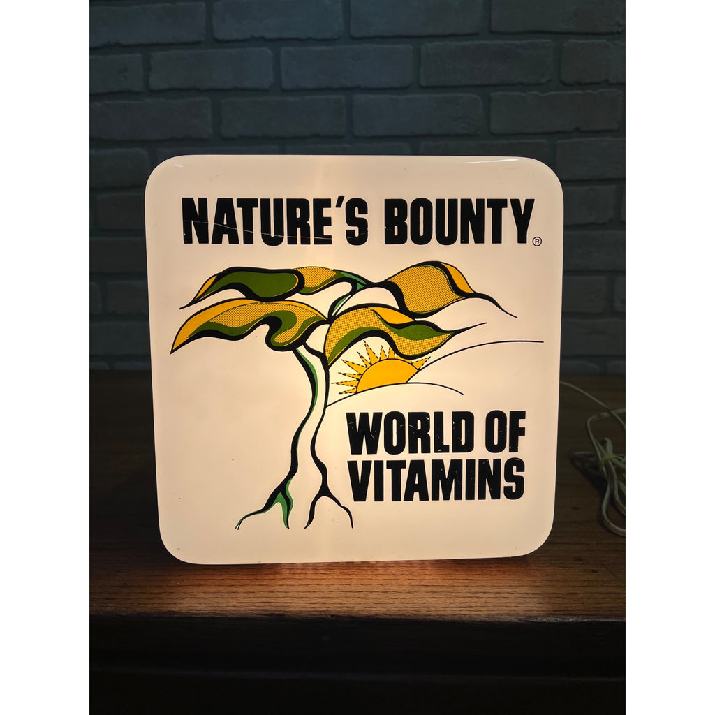 Vintage Nature's Bounty World of Vitamins Lighted Store Display Advertising Sign