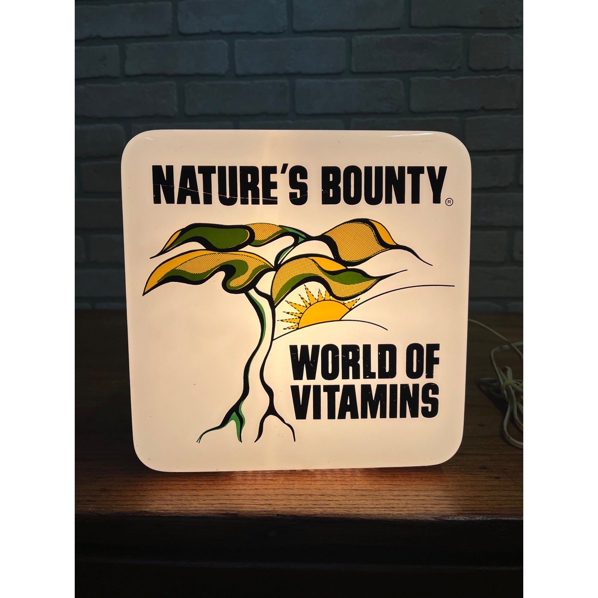 Vintage Nature's Bounty World of Vitamins Lighted Store Display Advertising Sign
