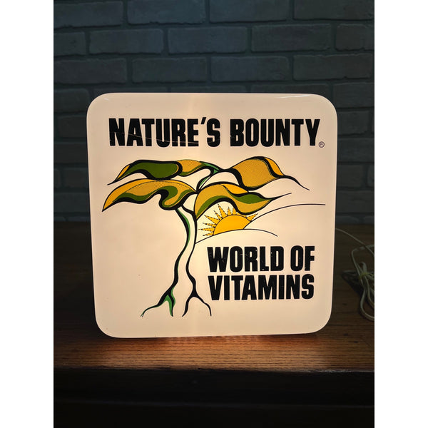 Vintage Nature's Bounty World of Vitamins Lighted Store Display Advertising Sign