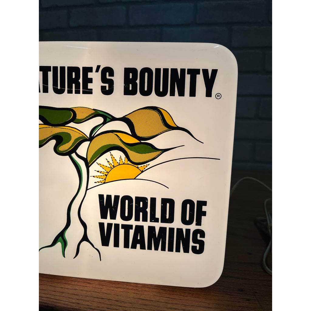 Vintage Nature's Bounty World of Vitamins Lighted Store Display Advertising Sign