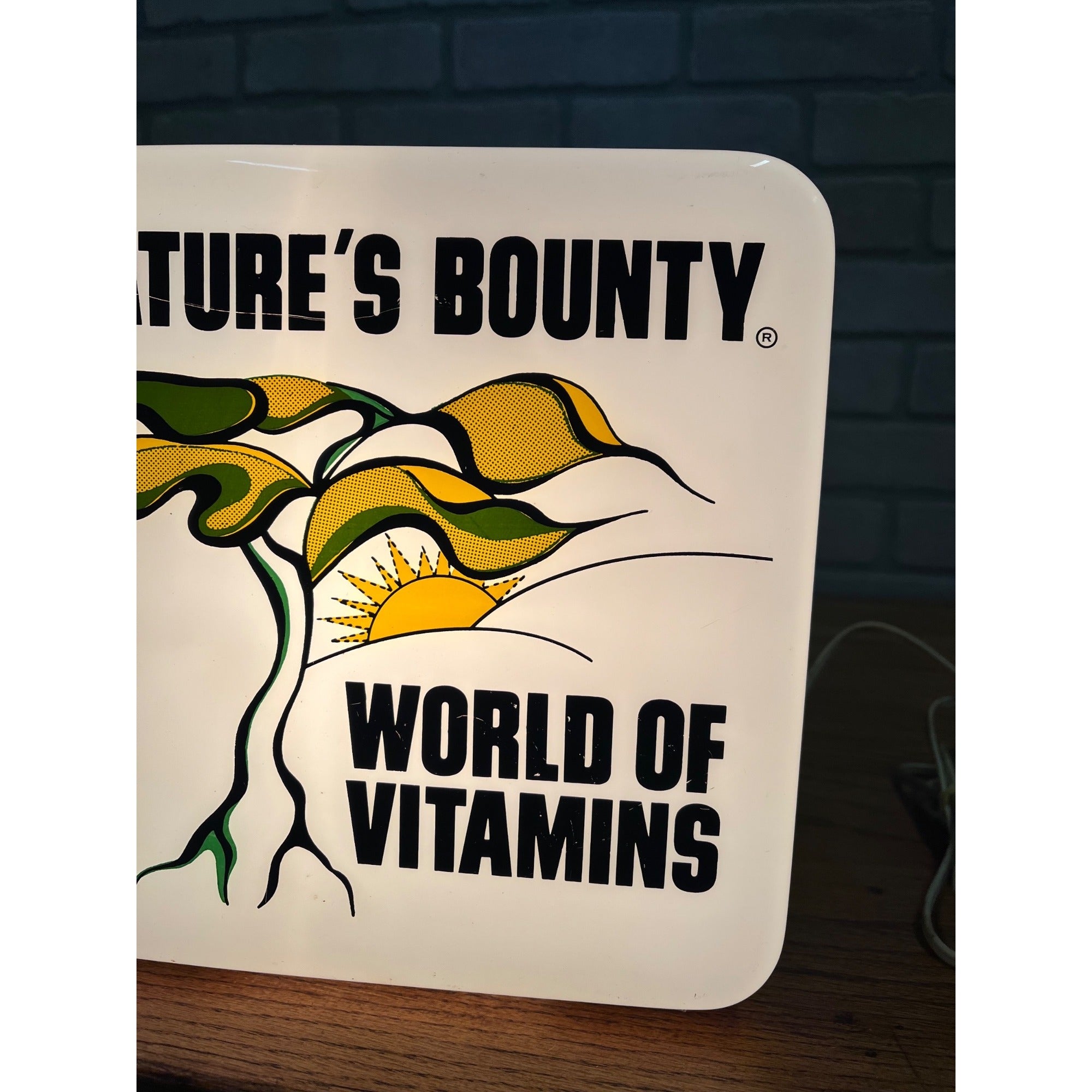 Vintage Nature's Bounty World of Vitamins Lighted Store Display Advertising Sign