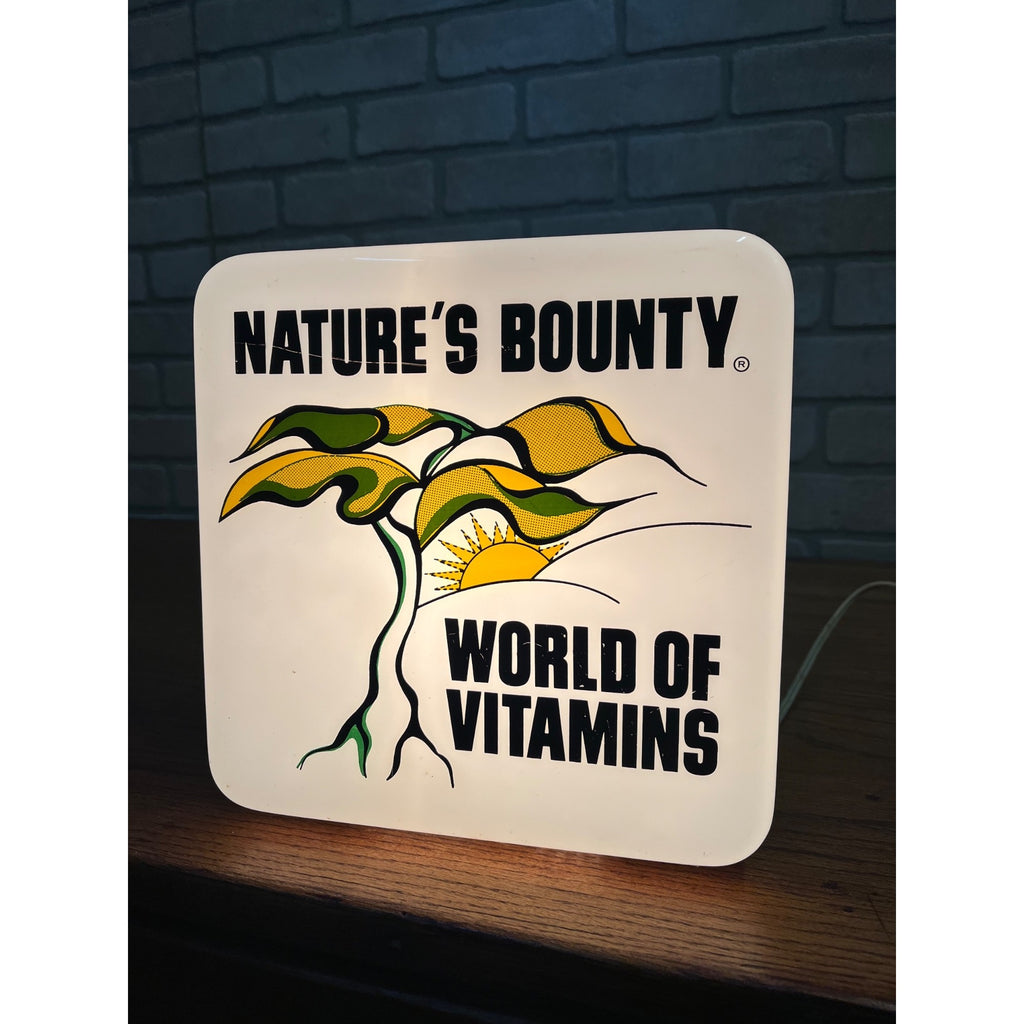 Vintage Nature's Bounty World of Vitamins Lighted Store Display Advertising Sign