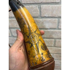 Antique 19th c. Scrimshaw Carved Powder Horn Charleston South Carolina Folk Art
