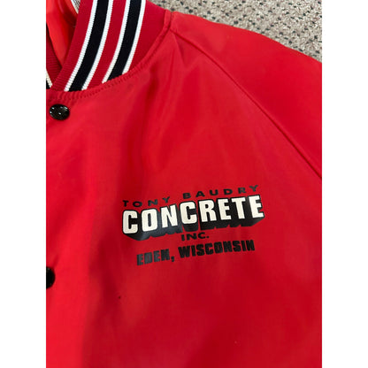 Vintage Concrete Construction Advertising Retro Nylon Snap Button Jacket Eden WI