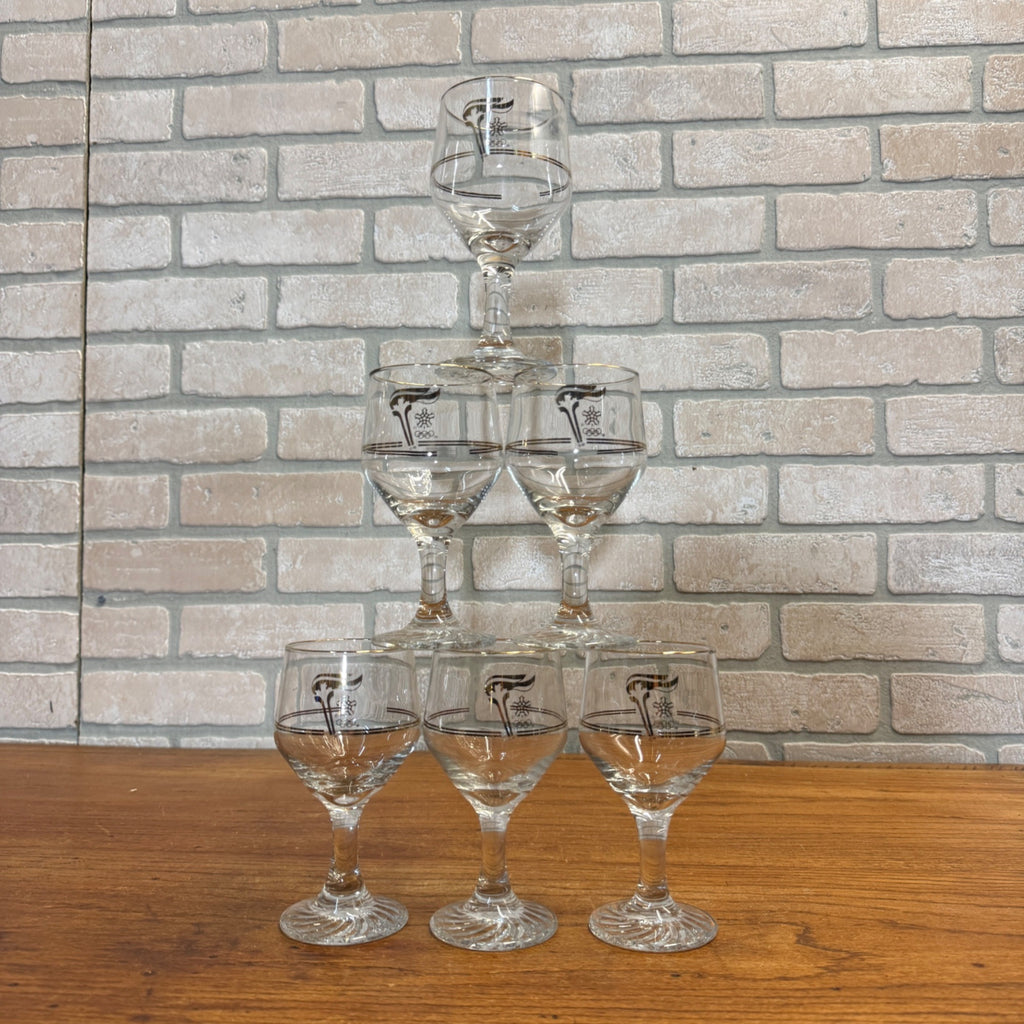 1988 Calgary Canada Winter Olympic Games Wine Beer Goblet Glass Set of 6