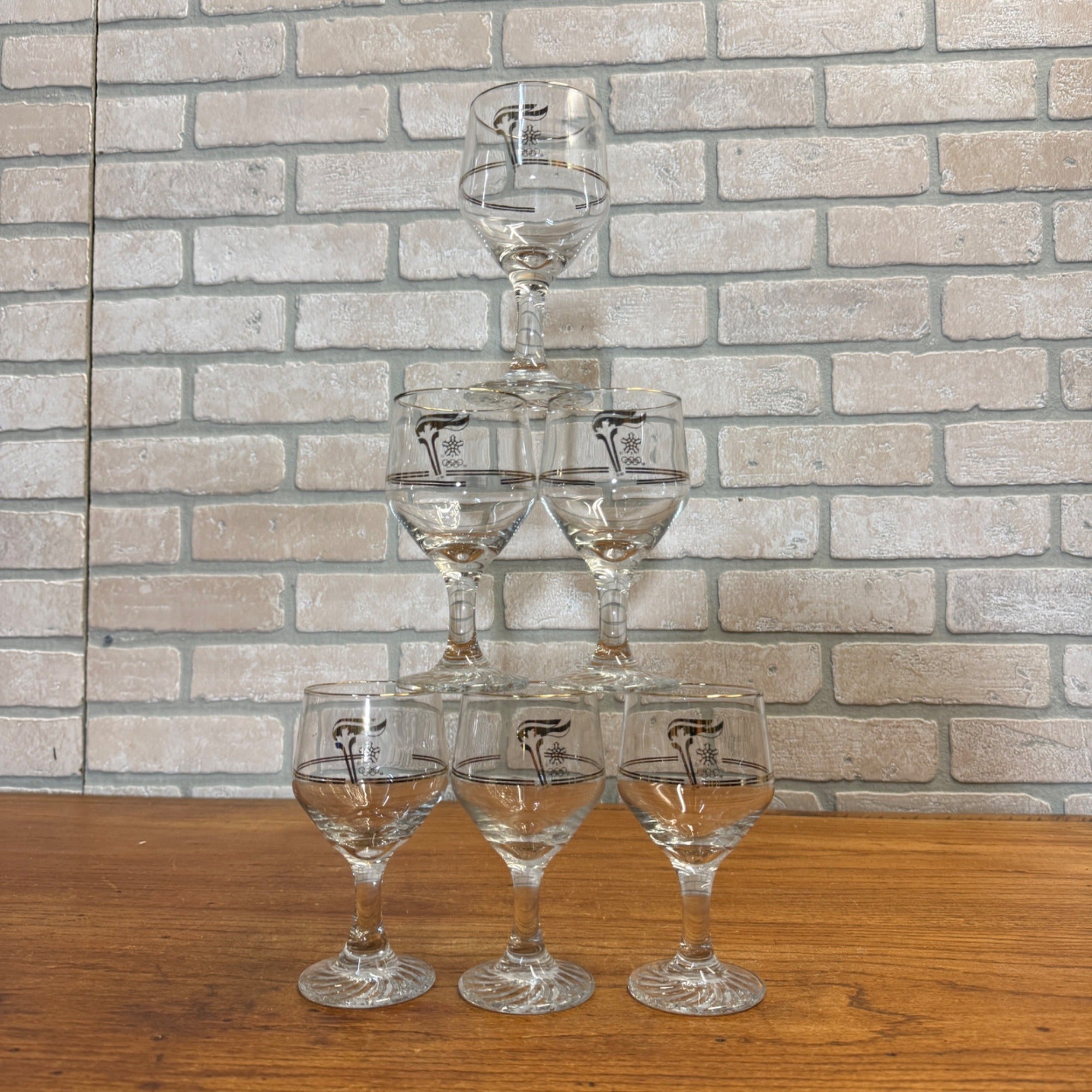 1988 Calgary Canada Winter Olympic Games Wine Beer Goblet Glass Set of 6