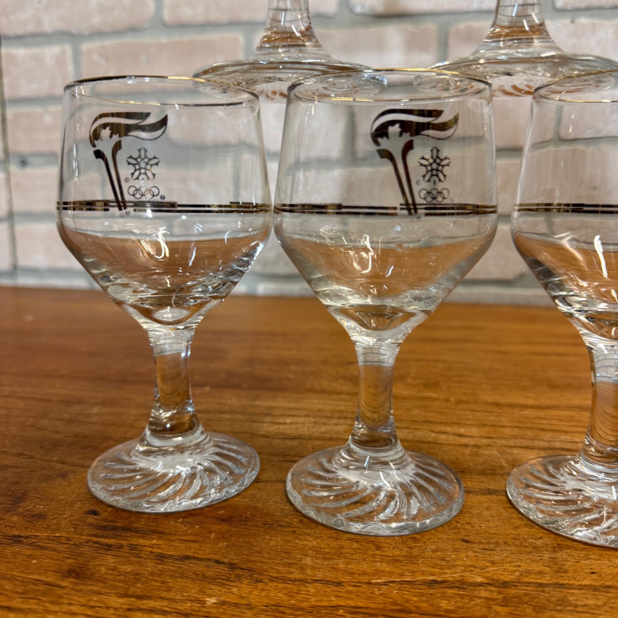 1988 Calgary Canada Winter Olympic Games Wine Beer Goblet Glass Set of 6