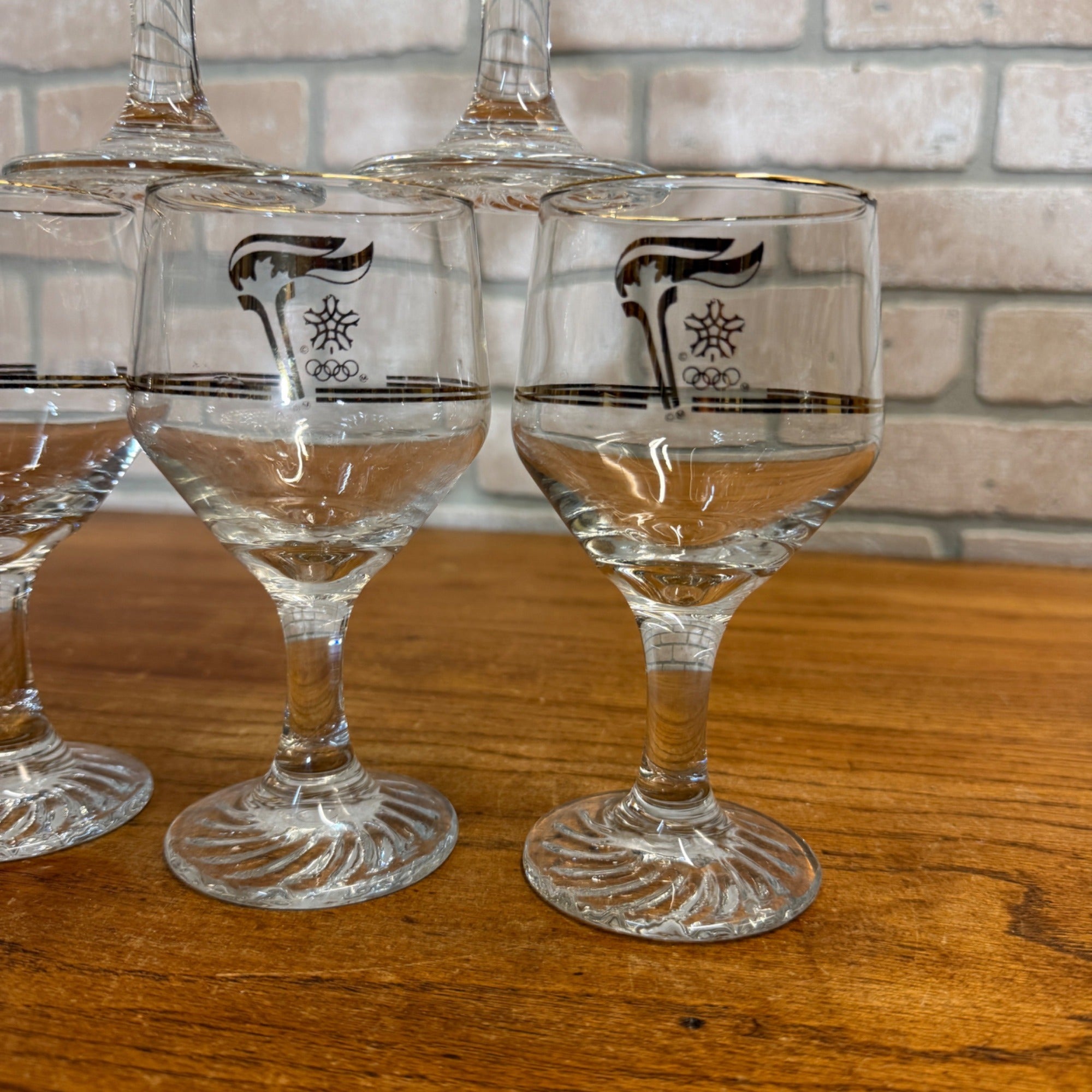 1988 Calgary Canada Winter Olympic Games Wine Beer Goblet Glass Set of 6