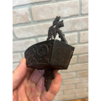Antique Victorian 19th c. Cast Iron Wall Hanging Match Holder w/ Striker Base