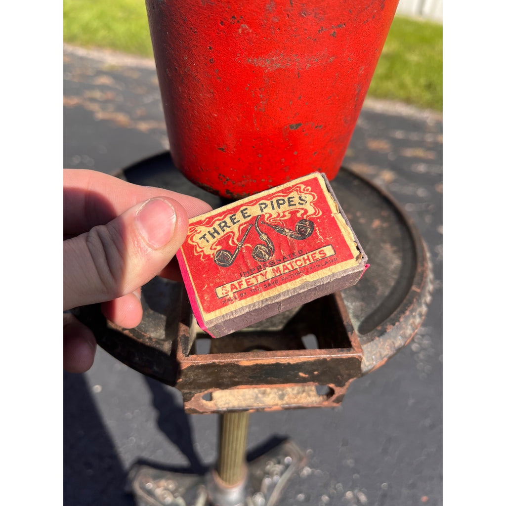 Antique 1920s Scroll Art Co Cast Iron Original Red Color Dragon Standing Ashtray