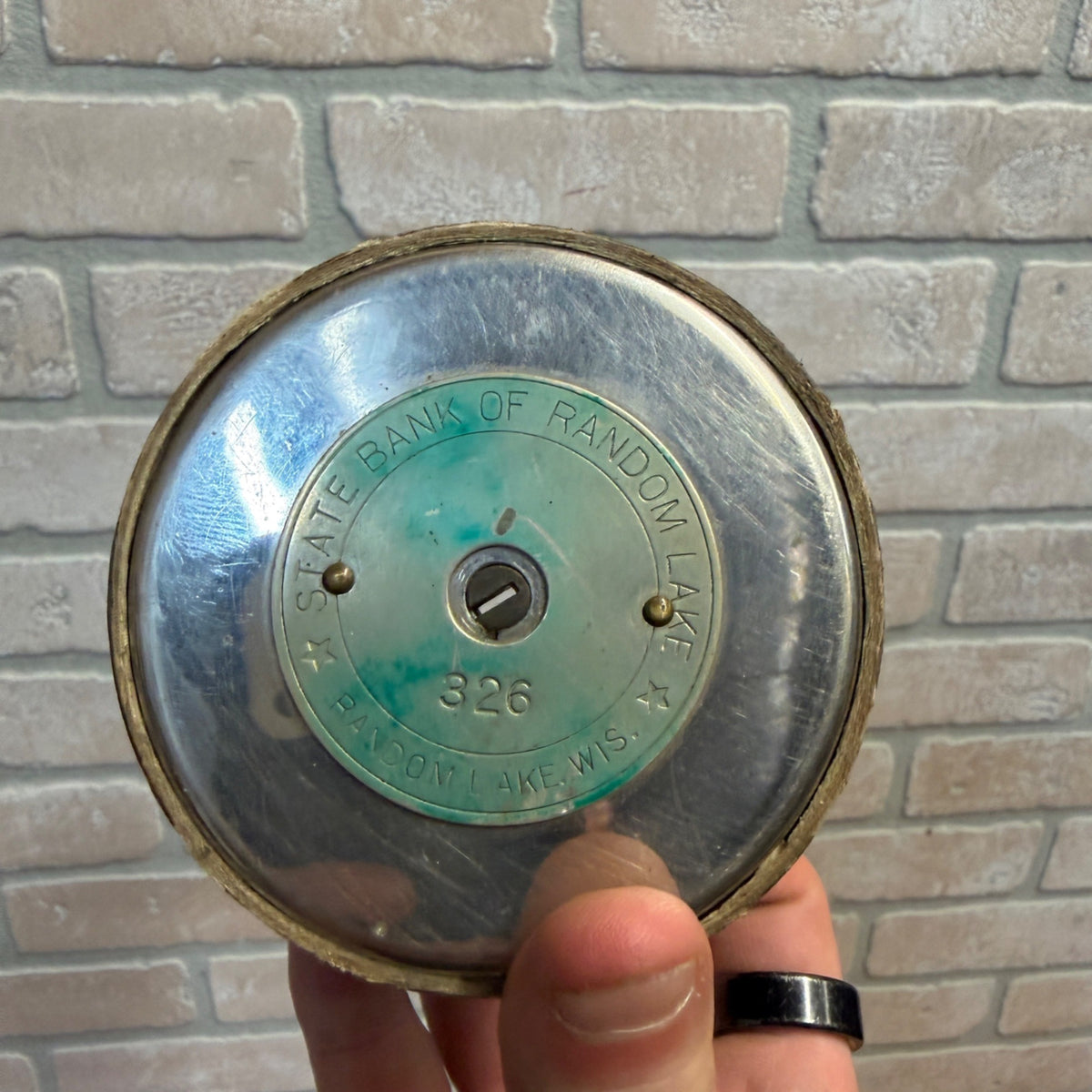 RARE Vintage c1910s The Automatic Teller Bank - Bank of Random Lake Wis - Round