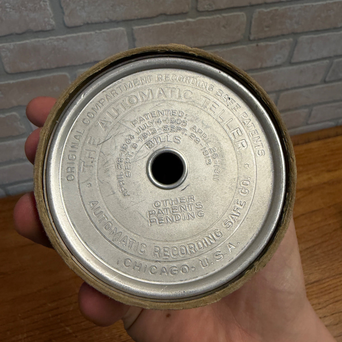 RARE Vintage c1910s The Automatic Teller Bank - Bank of Random Lake Wis - Round