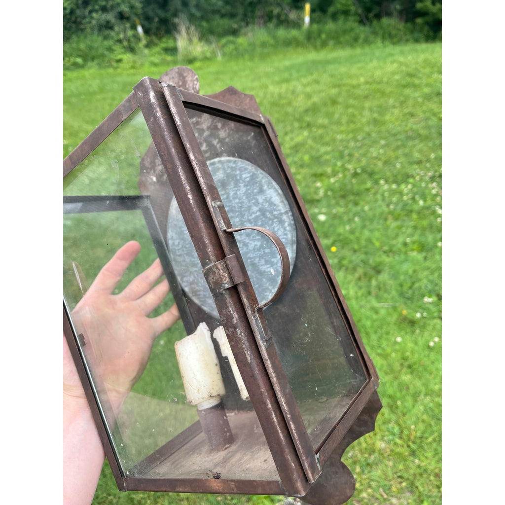 Antique 19th c. Primitive Tin Wall Lantern Candle Sconce Farmhouse Lighting