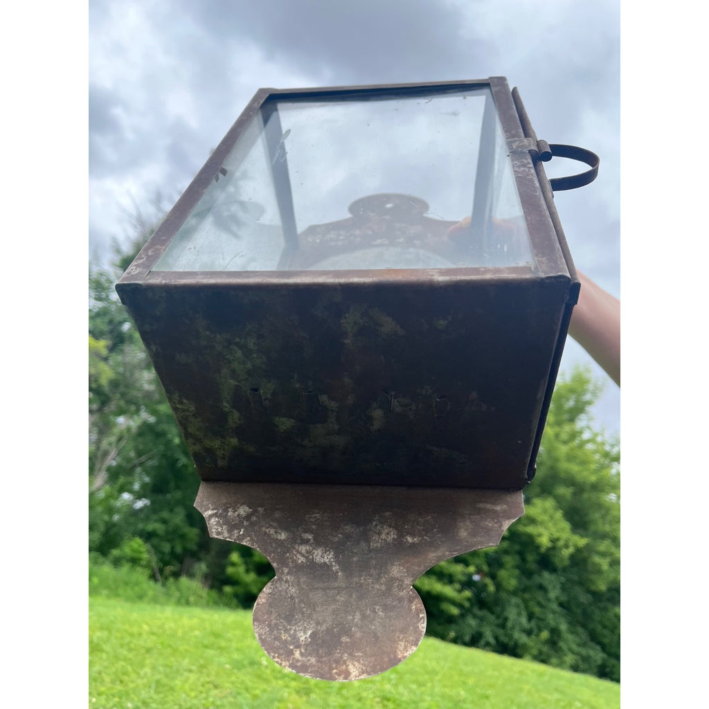Antique 19th c. Primitive Tin Wall Lantern Candle Sconce Farmhouse Lighting