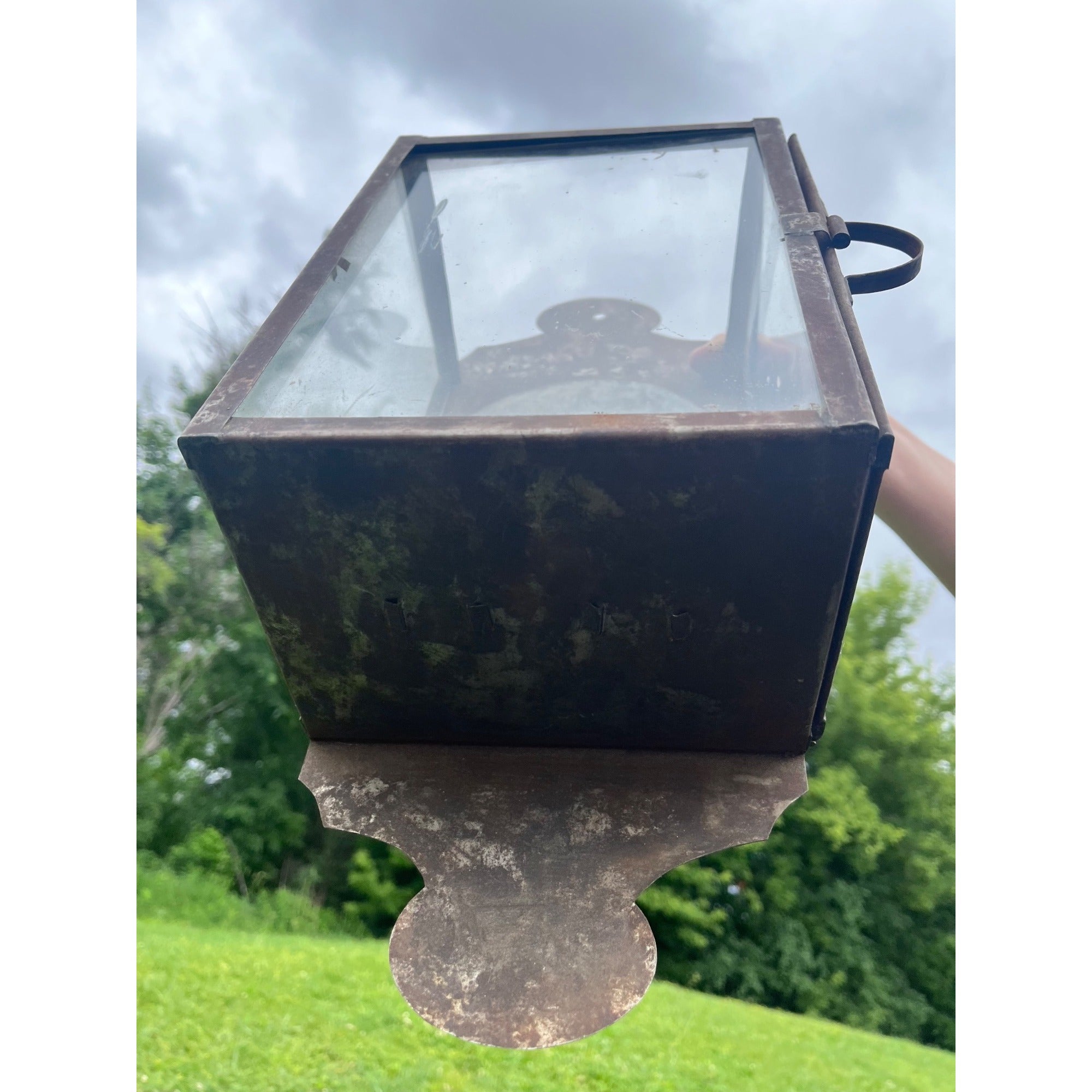 Antique 19th c. Primitive Tin Wall Lantern Candle Sconce Farmhouse Lighting