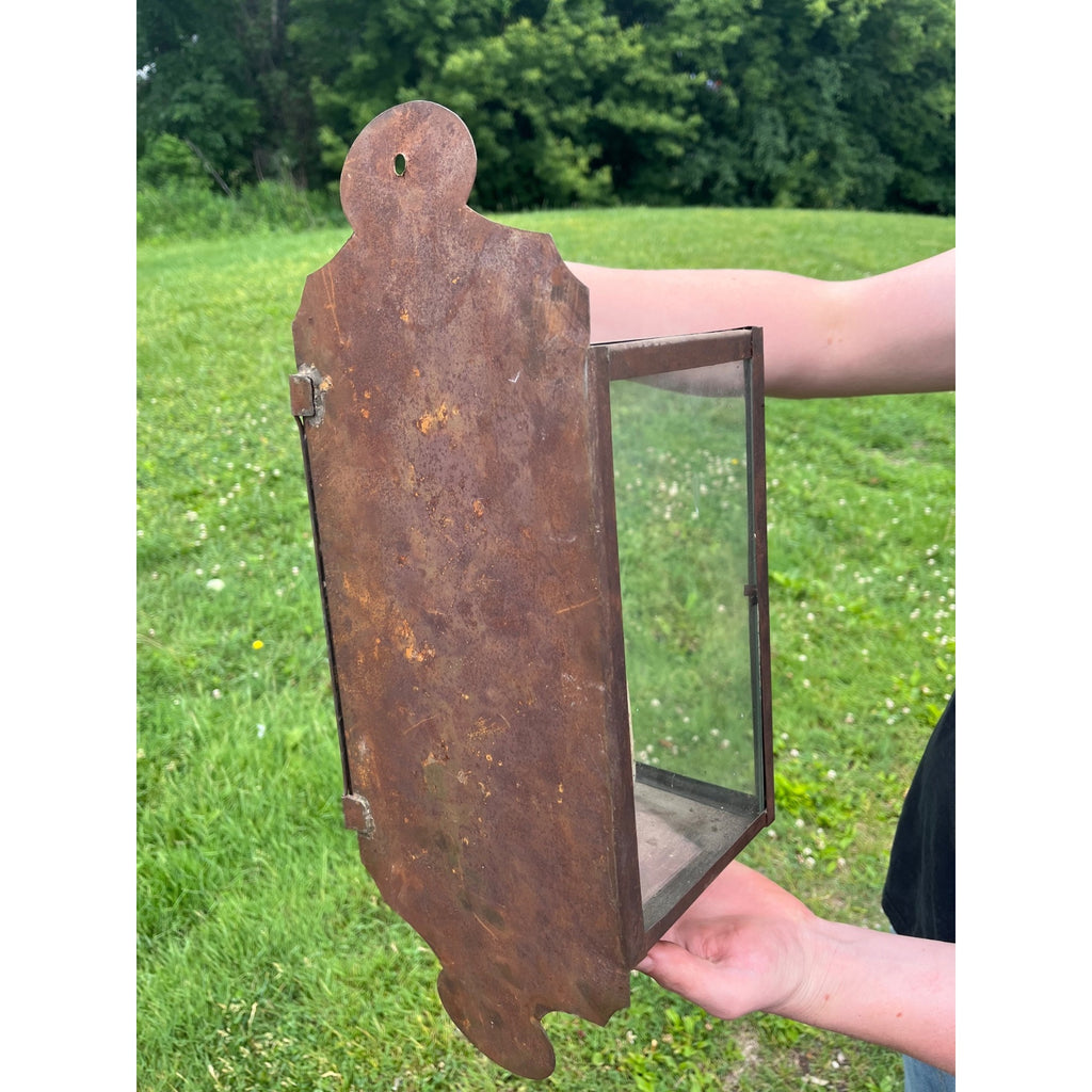 Antique 19th c. Primitive Tin Wall Lantern Candle Sconce Farmhouse Lighting