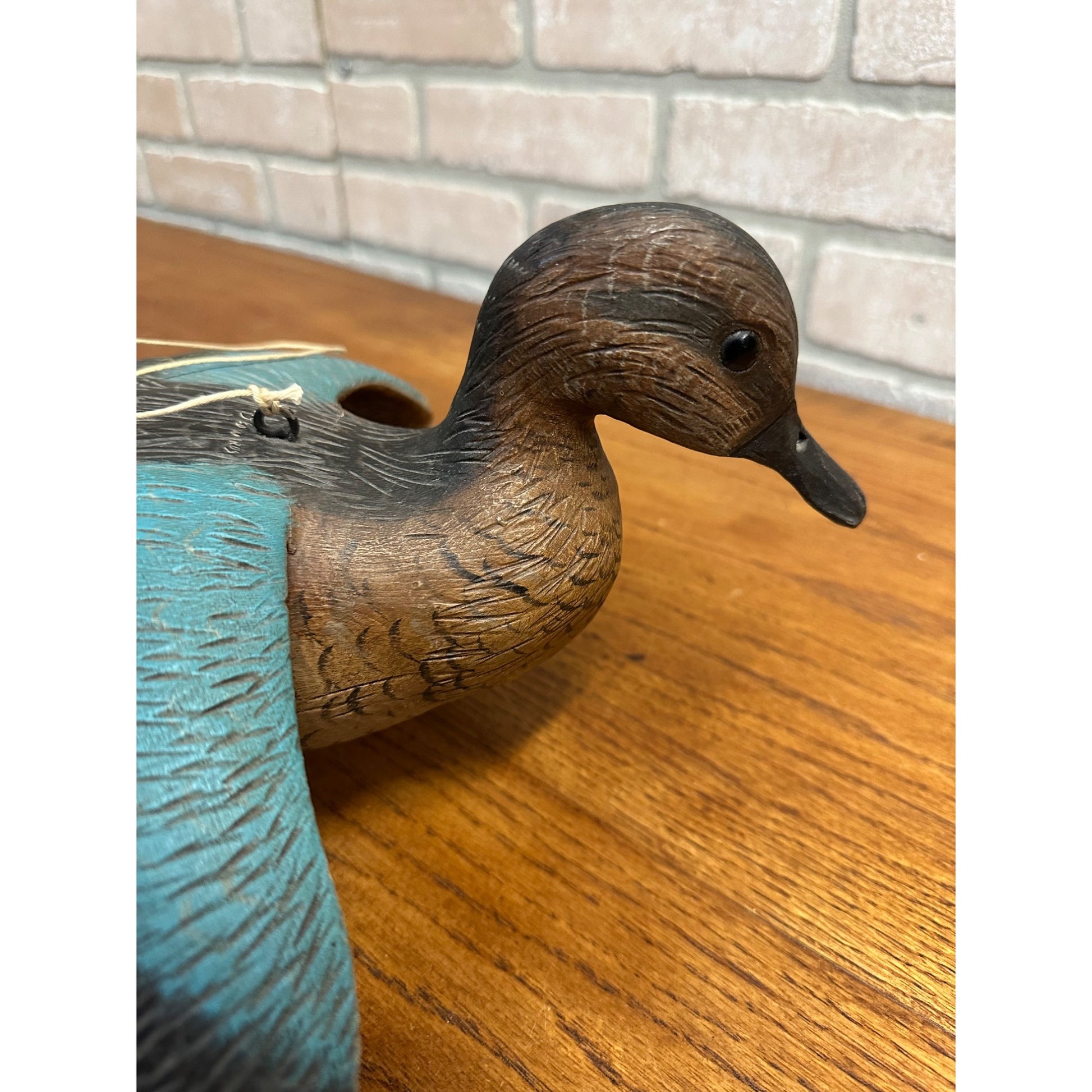 Casey Edwards Blue Wing Teal Hen in Flight Wood Carving Decoy Manitowoc