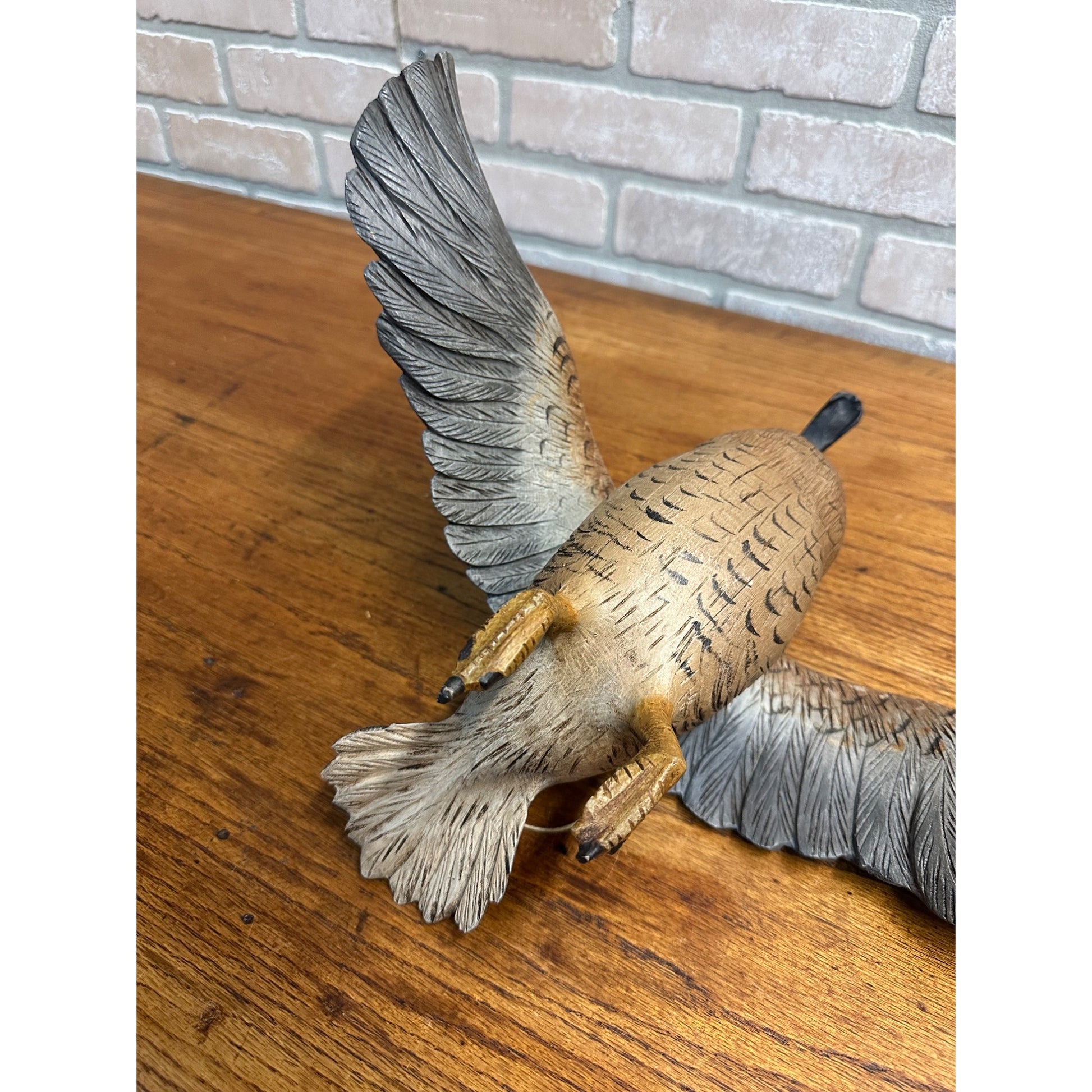 Casey Edwards Blue Wing Teal Hen in Flight Wood Carving Decoy Manitowoc