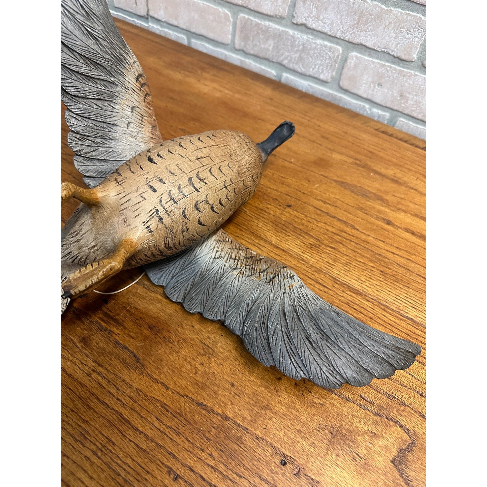 Casey Edwards Blue Wing Teal Hen in Flight Wood Carving Decoy Manitowoc
