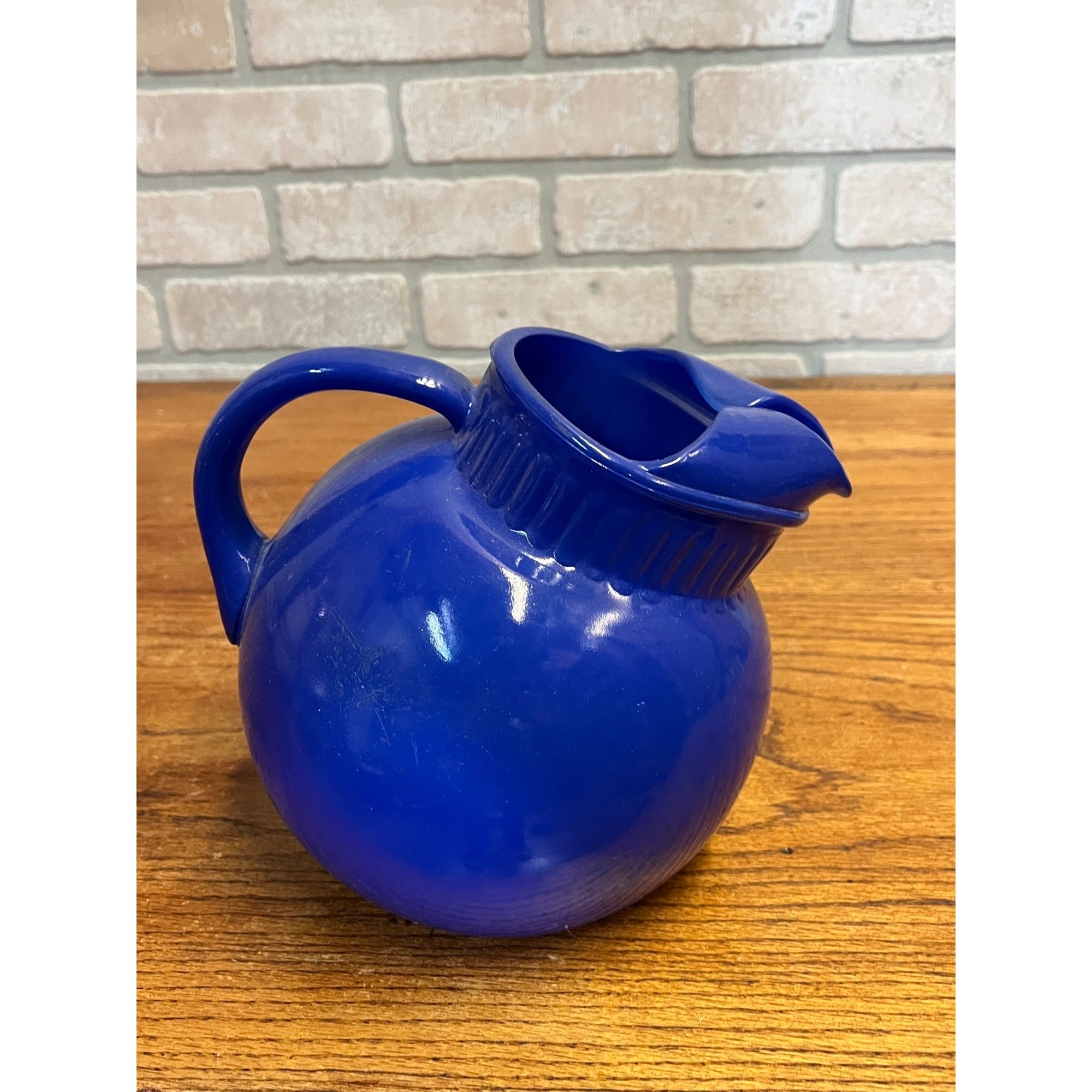 Vintage Hazel Atlas Tilt Fine Blue Tea Water Depression Glass Pitcher