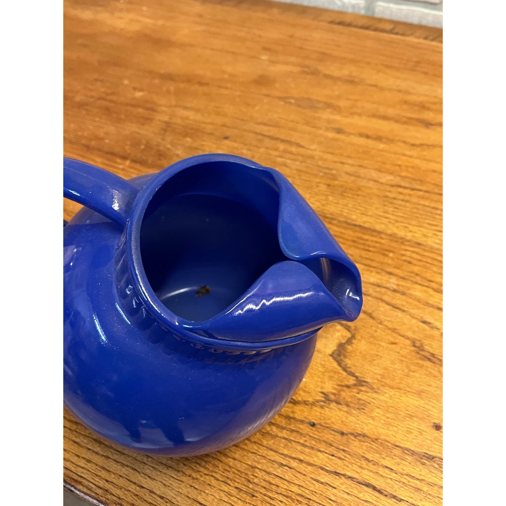 Vintage Hazel Atlas Tilt Fine Blue Tea Water Depression Glass Pitcher