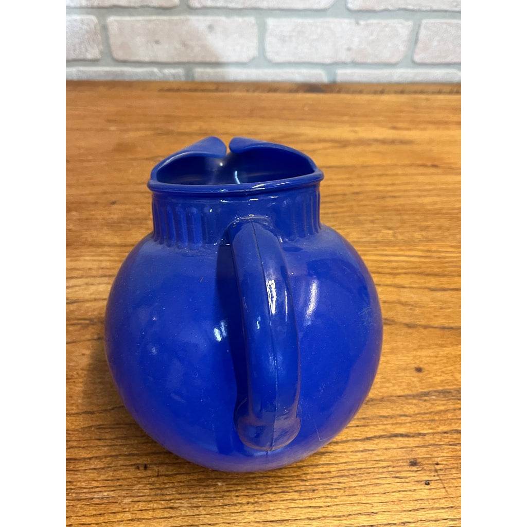 Vintage Hazel Atlas Tilt Fine Blue Tea Water Depression Glass Pitcher
