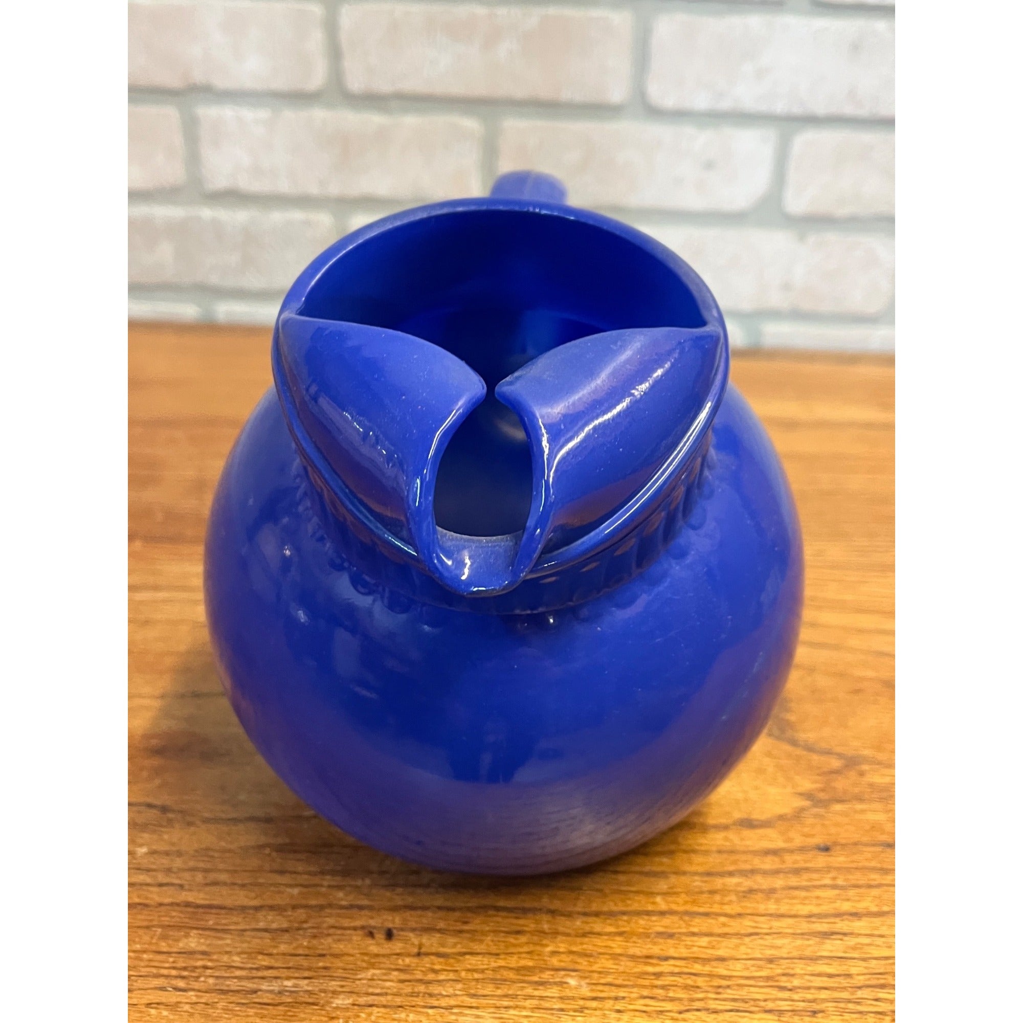 Vintage Hazel Atlas Tilt Fine Blue Tea Water Depression Glass Pitcher