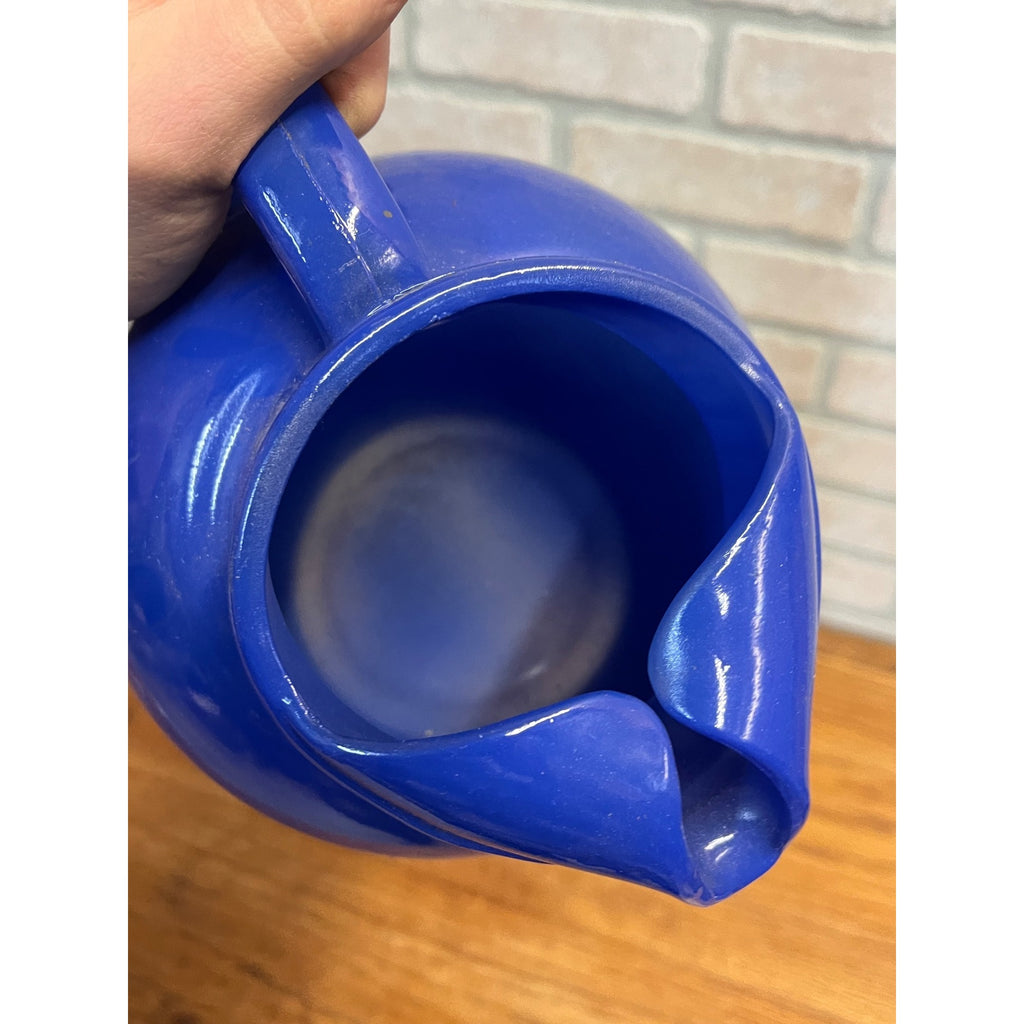 Vintage Hazel Atlas Tilt Fine Blue Tea Water Depression Glass Pitcher