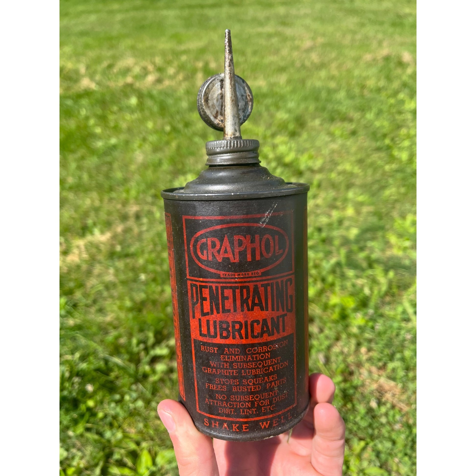 Vintage Graphol Penetrating Lubricant Oil Can - 16 oz - Empty - Gas Garage