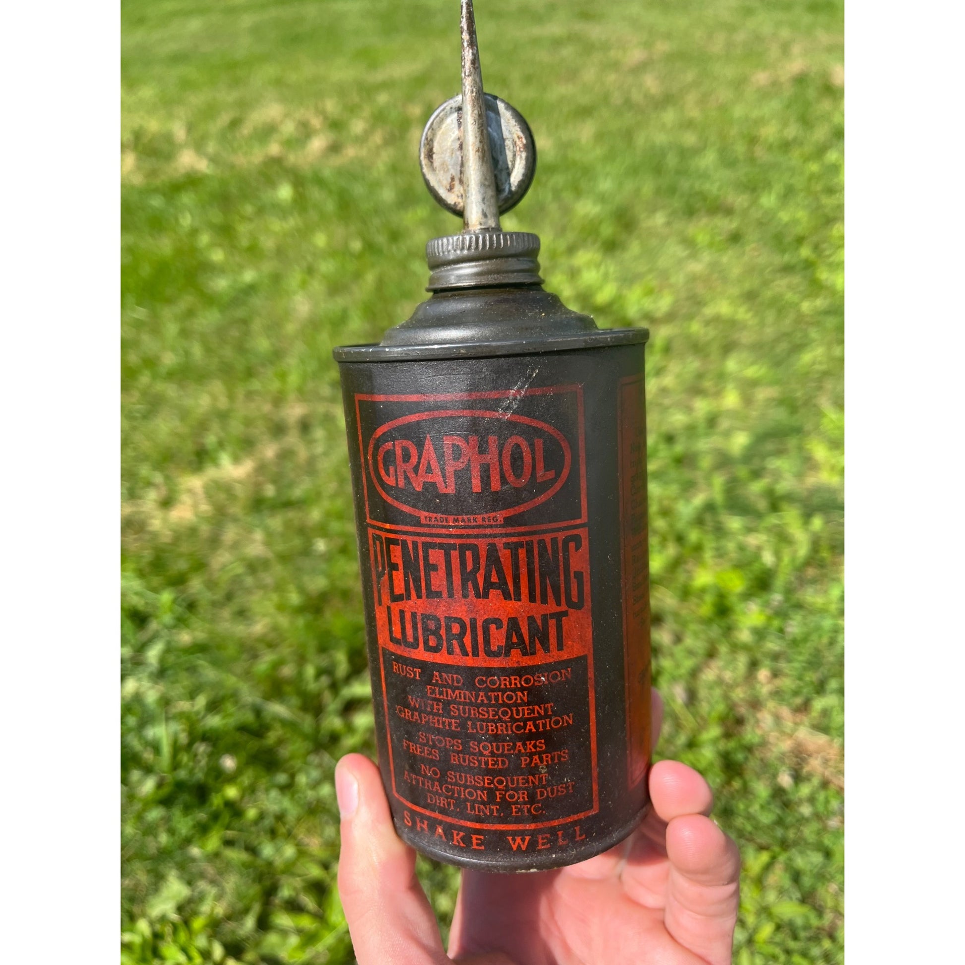 Vintage Graphol Penetrating Lubricant Oil Can - 16 oz - Empty - Gas Garage
