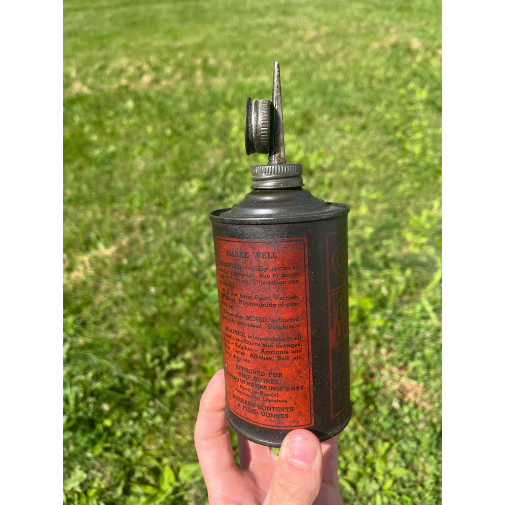 Vintage Graphol Penetrating Lubricant Oil Can - 16 oz - Empty - Gas Garage