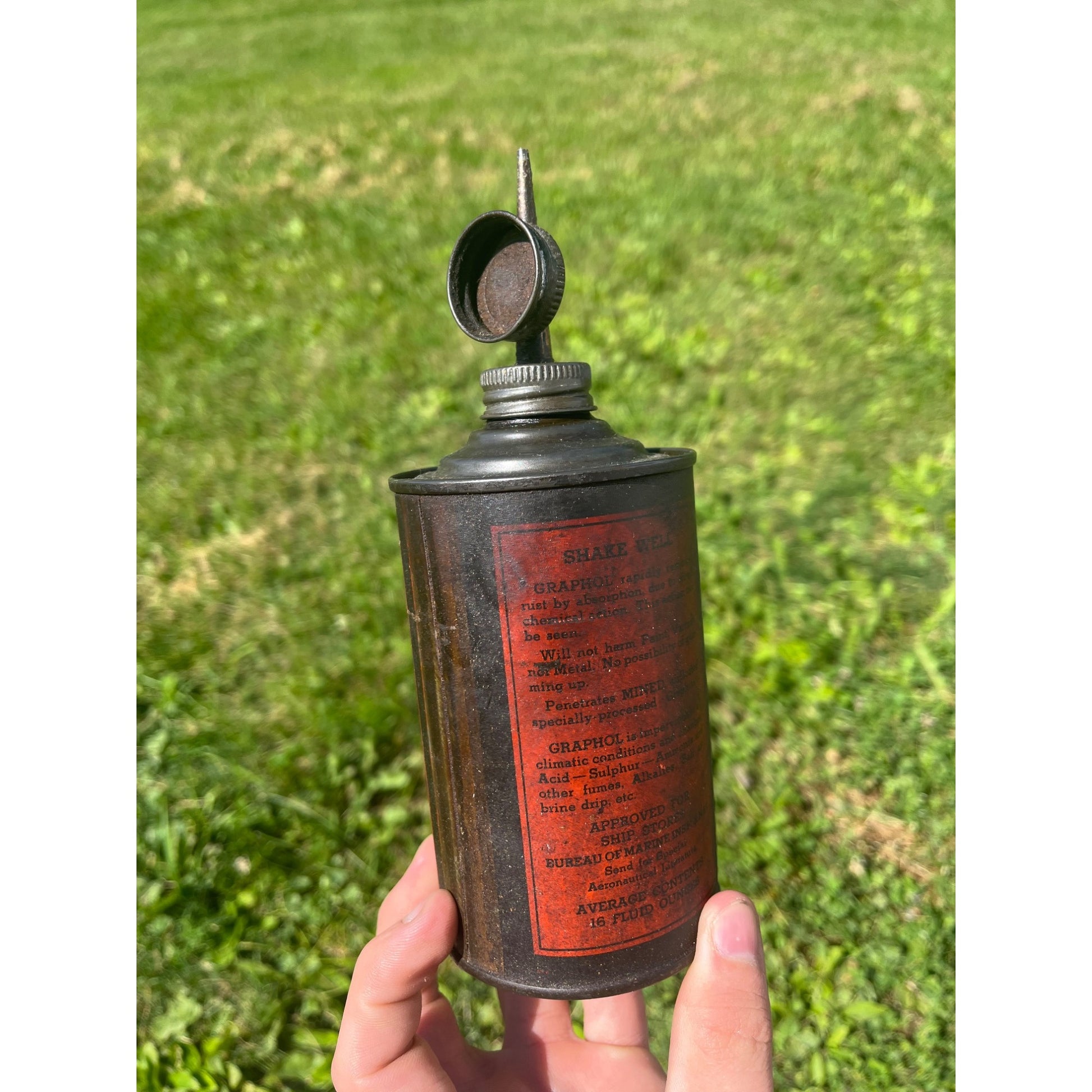 Vintage Graphol Penetrating Lubricant Oil Can - 16 oz - Empty - Gas Garage