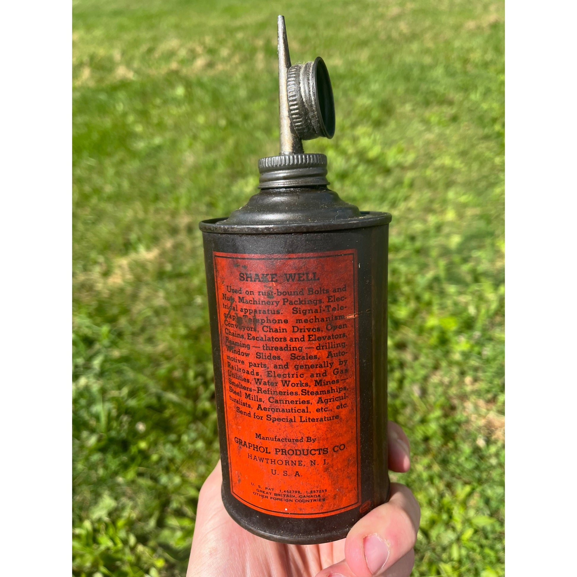 Vintage Graphol Penetrating Lubricant Oil Can - 16 oz - Empty - Gas Garage