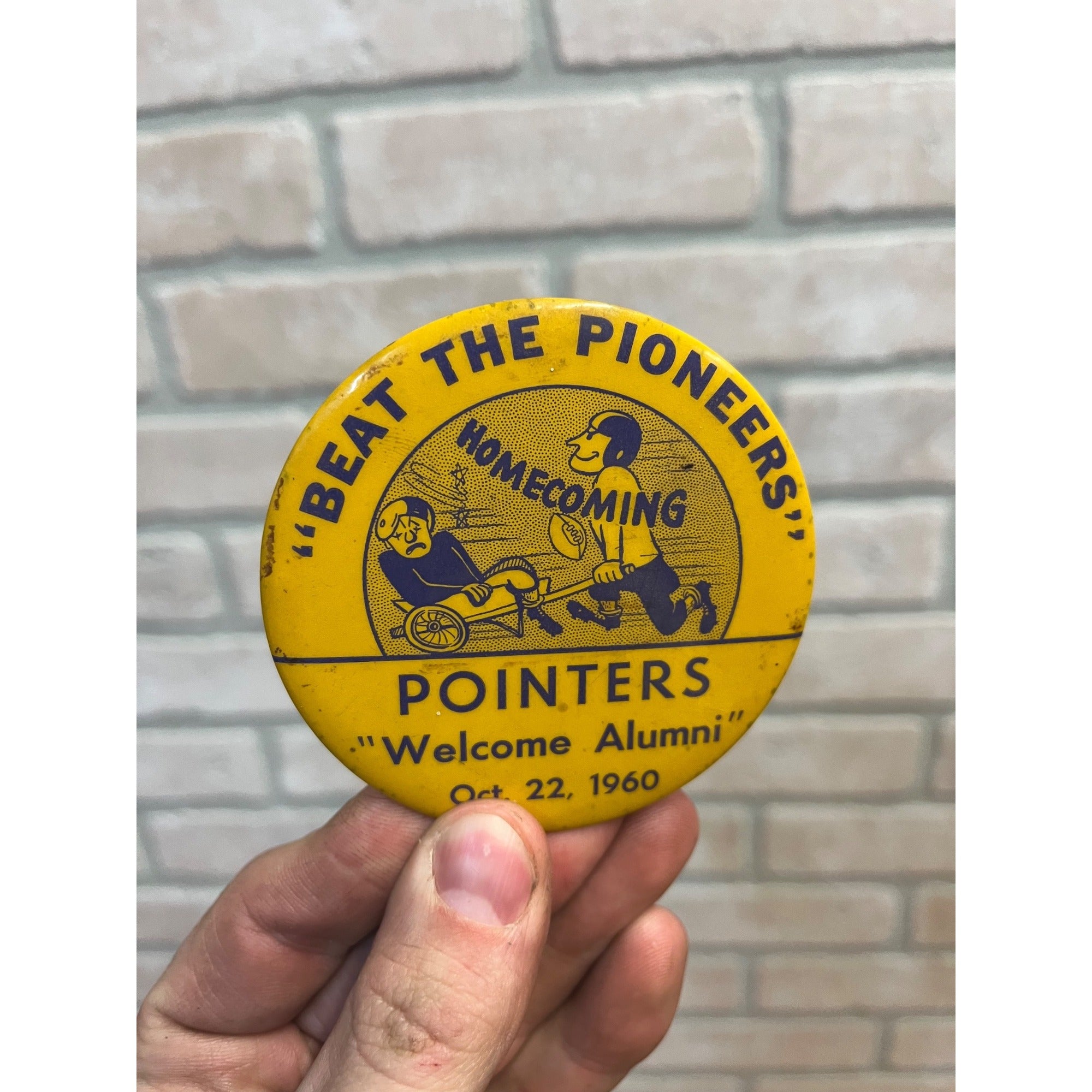 Vintage 1960 Stevens Point College Homecoming Pin University Wisconsin Football