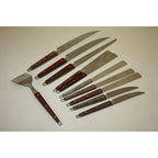 Lot of 11 Vintage EKCO MCM Stainless Steel Kitchen Knives & Utensils Wood Handles