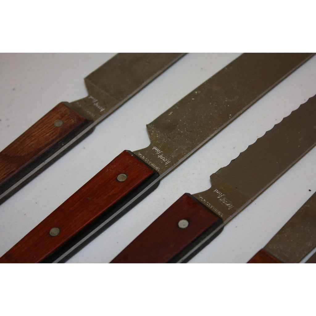 Lot of 11 Vintage EKCO MCM Stainless Steel Kitchen Knives & Utensils Wood Handles