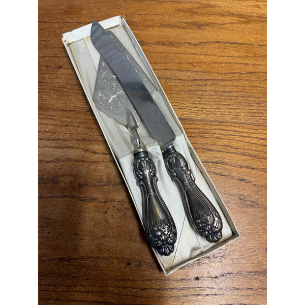 Raimond Sheffield England Sterling Silver Handled Knife And Cake Set Wedding Gift