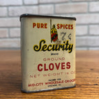 Vintage Security Brand Cloves Mid-City Grocers Chicago IL Spice Tin Kitchen