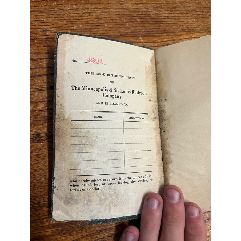 1920 Minneapolis & St Louis Railroad Co. Rules & Regulations Employee Guide