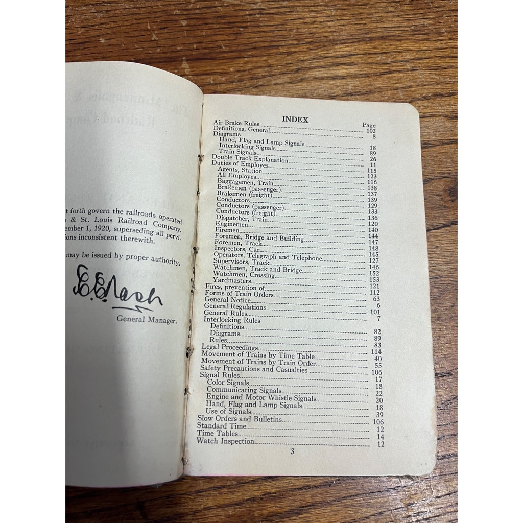 1920 Minneapolis & St Louis Railroad Co. Rules & Regulations Employee Guide