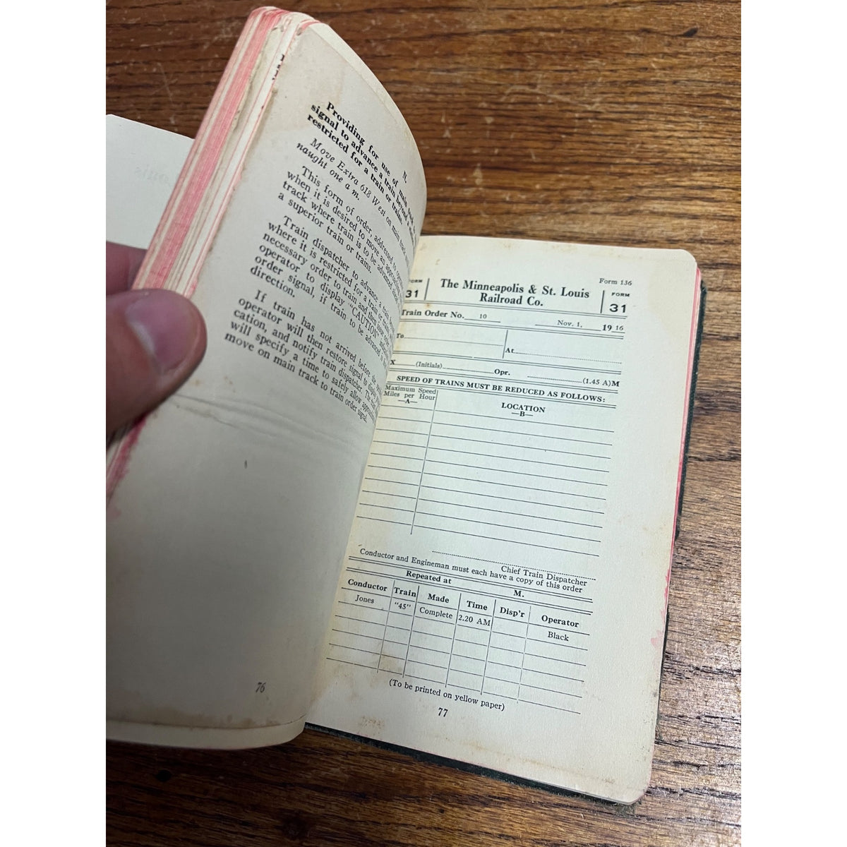 1920 Minneapolis & St Louis Railroad Co. Rules & Regulations Employee Guide