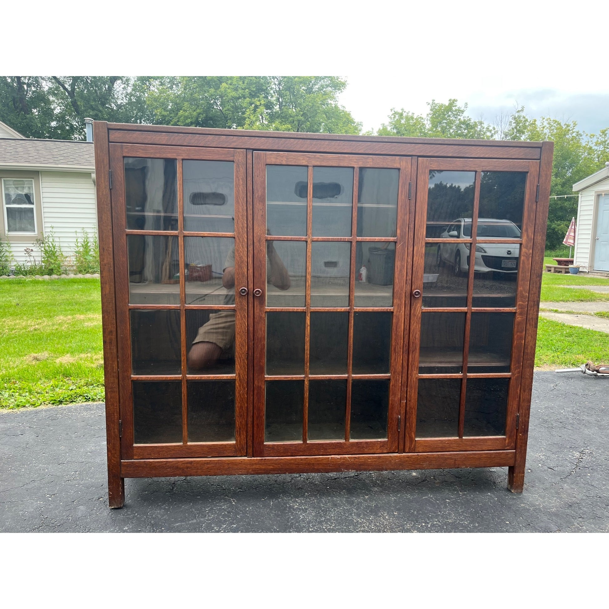 Vintage Arts & Crafts / Mission Style Three-Door Bookcase