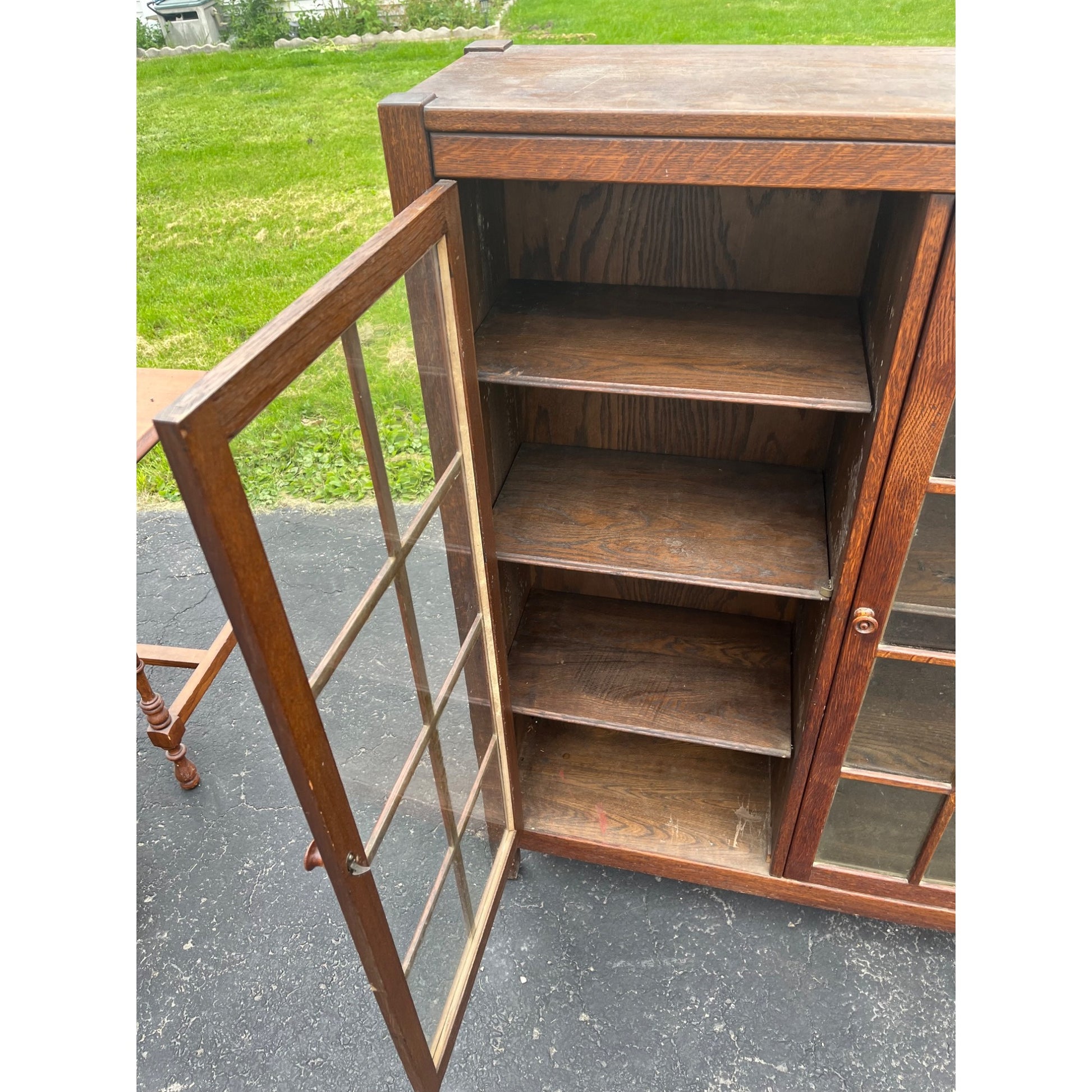 Vintage Arts & Crafts / Mission Style Three-Door Bookcase