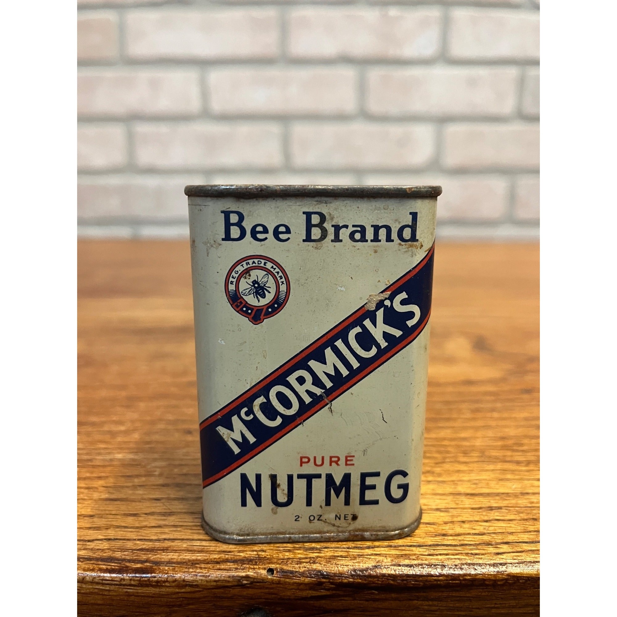 Vintage Bee Brand Nutmeg Spice Tin McCormick & Co Baltimore Advertising Can