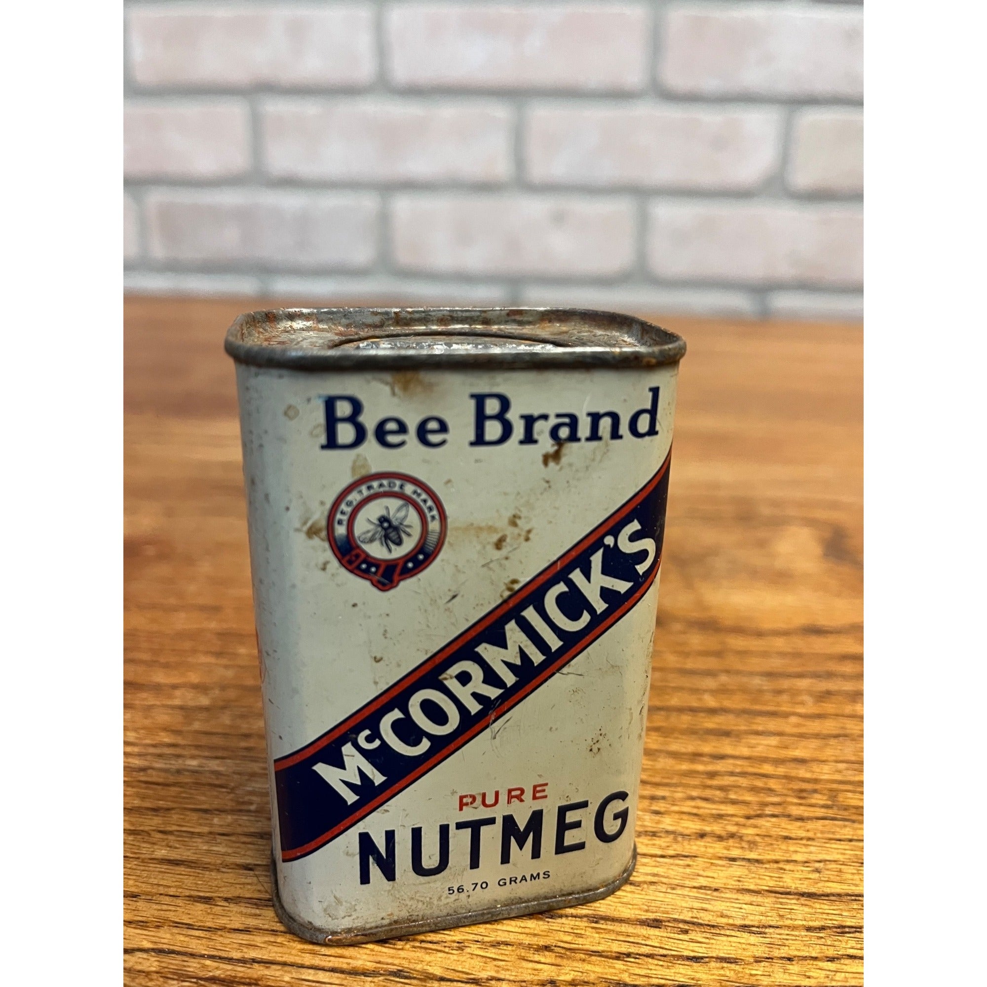 Vintage Bee Brand Nutmeg Spice Tin McCormick & Co Baltimore Advertising Can
