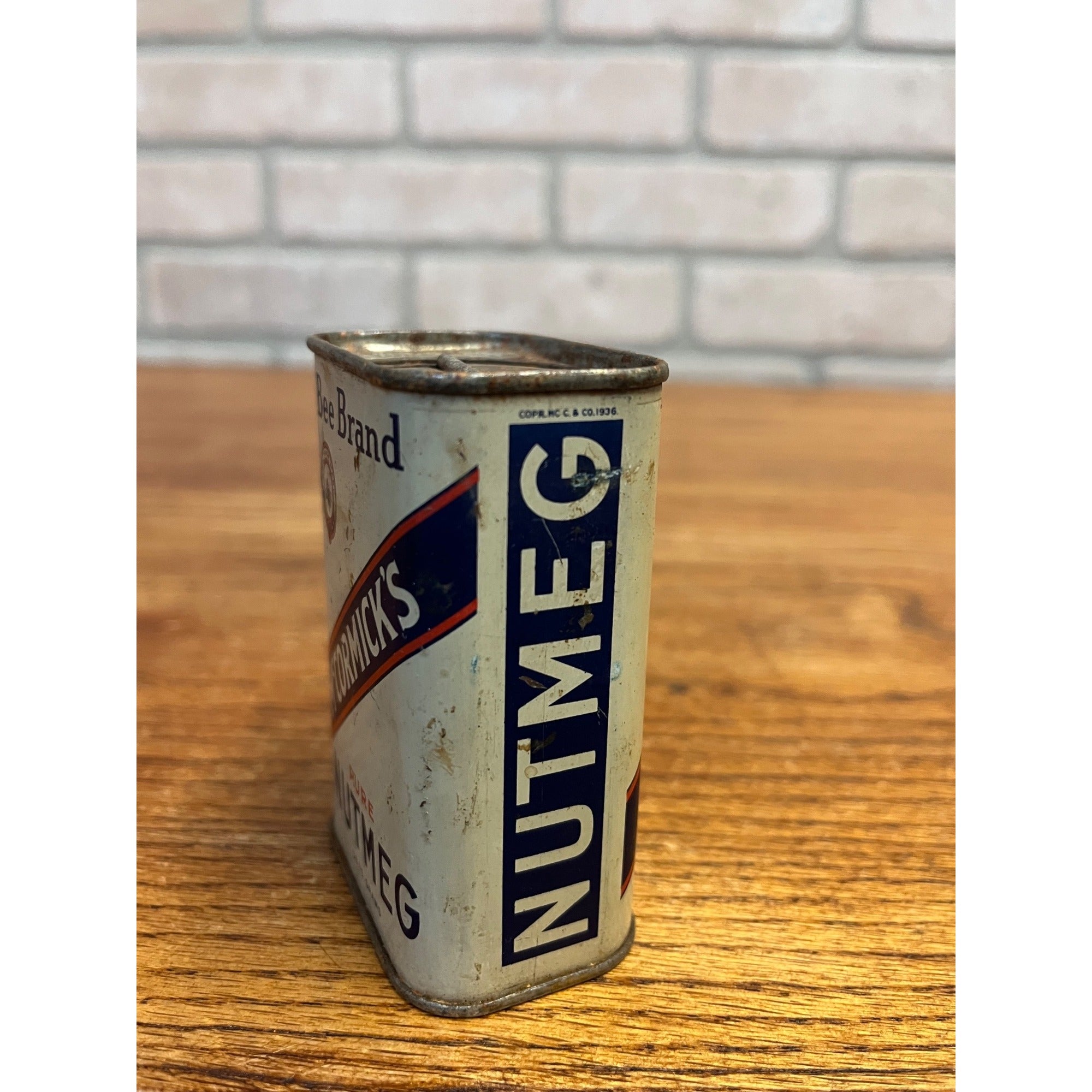 Vintage Bee Brand Nutmeg Spice Tin McCormick & Co Baltimore Advertising Can